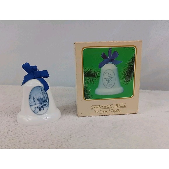 Hallmark Other - Vintage Hallmark Ceramic Bell Ornament 10 Years Together 1984‎ Christmas Bell